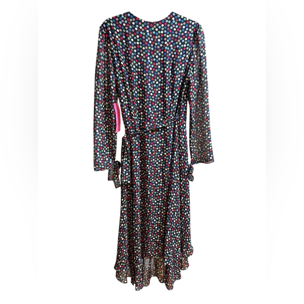 Betsey Johnson Wrap Dress Womens Size 10 Polka Dots High Low Hem‎ Sleeve Tie NEW - Picture 4 of 14